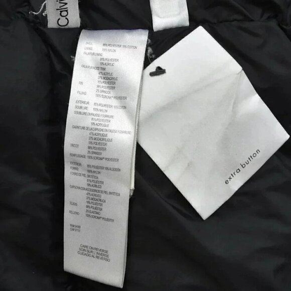 Calvin Klein Sorona Aura Parka Coat Winter Jacket Black Hood Faux Fur Size Small - Picture 8 of 12